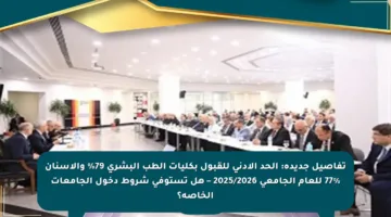 تفاصيل جديدة: الحد الأدنى للقبول بكليات الطب البشري 79% والأسنان 77% للعام الجامعي 2025/2026 – هل تستوفي شروط دخول الجامعات الخاصة؟
